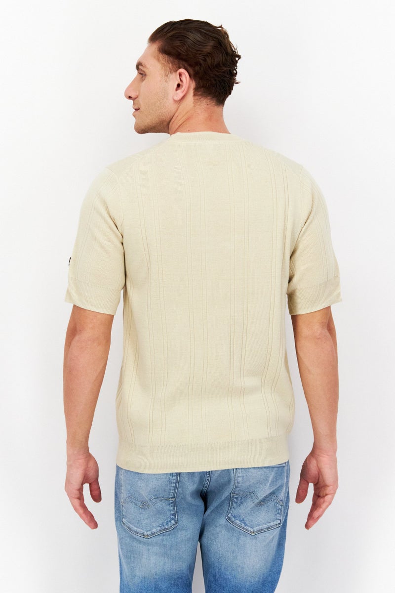 Lyle & Scott Men Crew Neck Short Sleeve Brand Logo Sweater, Beige - Image 4