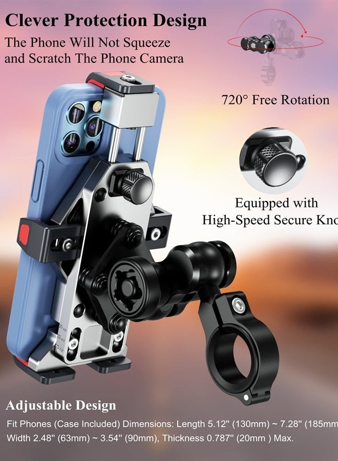 BRCOVAN حامل هاتف دراجة نارية من سبائك الألمنيوم مع مخمد اهتزاز وقفل آمن عالي السرعة، قفل تلقائي بضغطة واحدة لحامل هاتف الدراجة السكوتر ATV مقاس 4.7''-7.2'' - Image 5