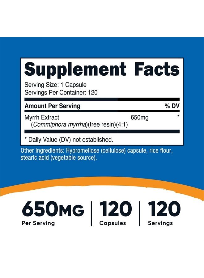 Nutricost Myrrh Extract Capsules 650 MG, 120 Capsules - Gluten Free, Vegetarian, Non-GMO - Image 1