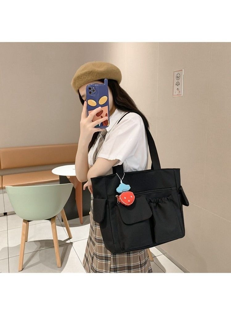 HIHILOOK Women's Shoulder Tote Bag Canvas Handbag For Women Large Capacity Bucket Bag Fashionable Travel Messenger Shoulder Bag for Ladies Girls College Students  - Image 2