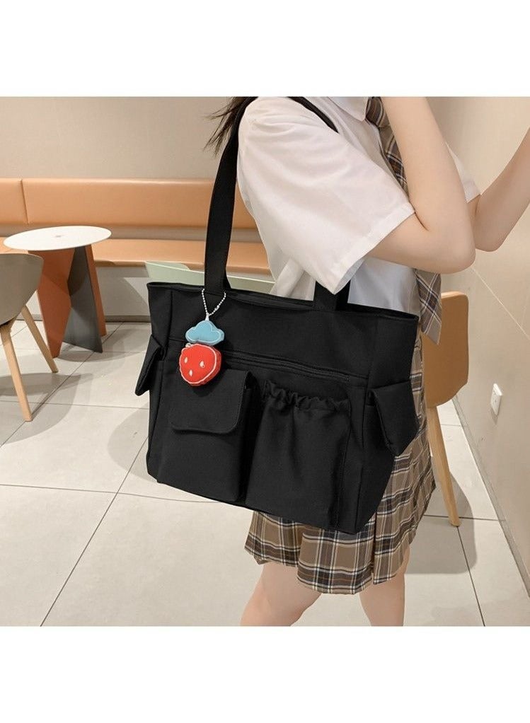HIHILOOK Women's Shoulder Tote Bag Canvas Handbag For Women Large Capacity Bucket Bag Fashionable Travel Messenger Shoulder Bag for Ladies Girls College Students  - Image 3