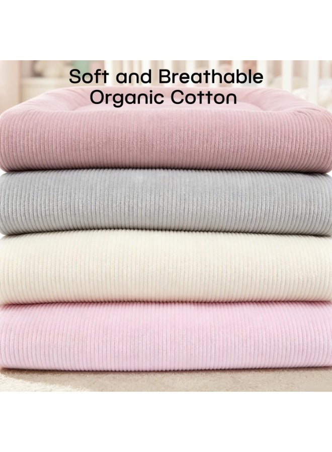 MEXXI Corduroy Lounger Cover for Dockatot Deluxe+ Docks | Breathable Cotton Baby Lounger Extra Cover | Hypoallergenic Baby Nest Replacement Cover (Cover Only) (Corduroy, Flamingo) - Image 3