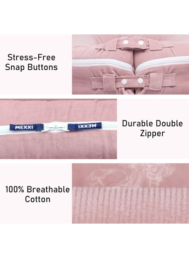 MEXXI Corduroy Lounger Cover for Dockatot Deluxe+ Docks | Breathable Cotton Baby Lounger Extra Cover | Hypoallergenic Baby Nest Replacement Cover (Cover Only) (Corduroy, Flamingo) - Image 2