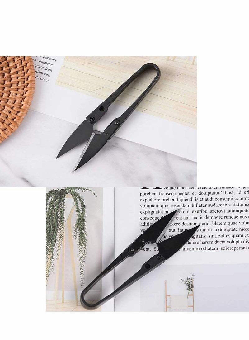 Excefore Sewing Scissors Set, U Sewing Scissors Clippers, Embroidery Yarn Scissors Mini Thread Sewing Cutter, Yarn Fishing Mini Small Snips T Nipper, DIY Supplies(Black, 3 pcs ) - Image 2