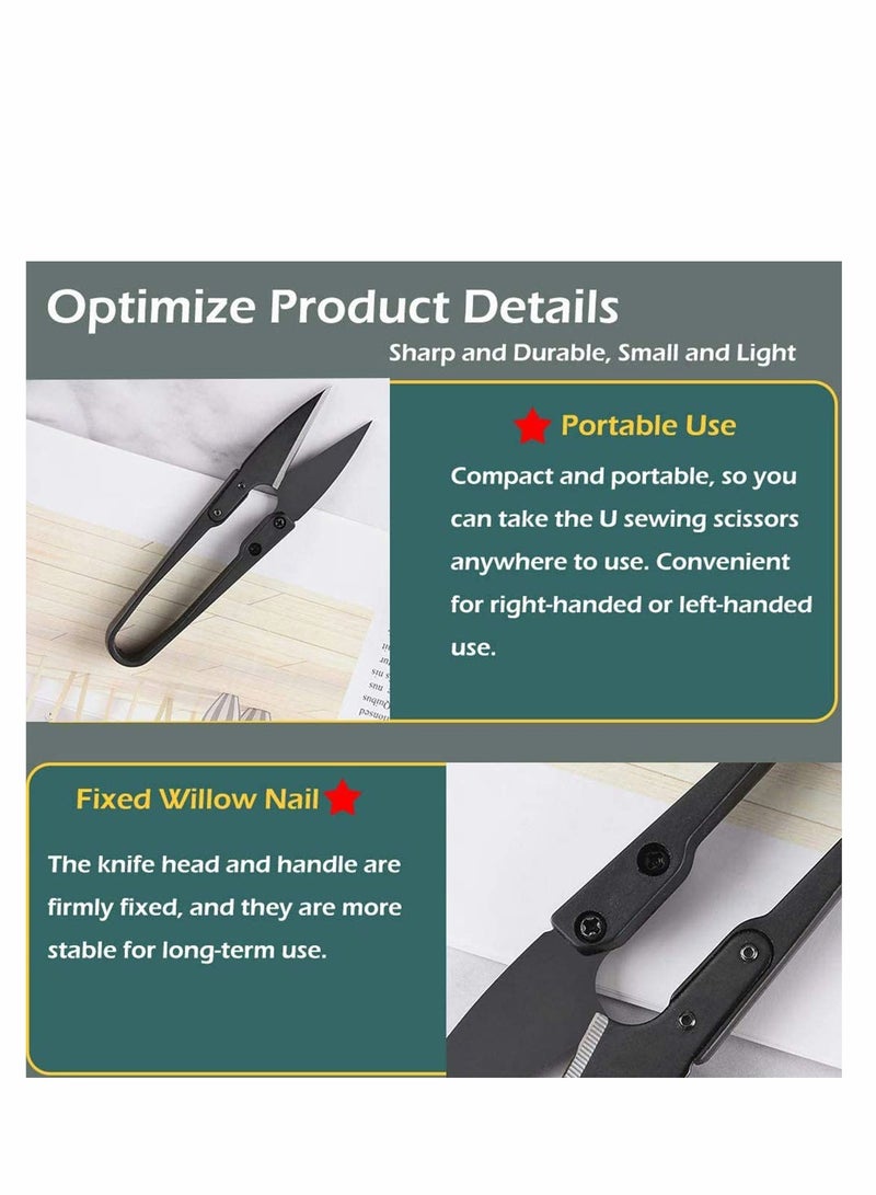 Excefore Sewing Scissors Set, U Sewing Scissors Clippers, Embroidery Yarn Scissors Mini Thread Sewing Cutter, Yarn Fishing Mini Small Snips T Nipper, DIY Supplies(Black, 3 pcs ) - Image 4