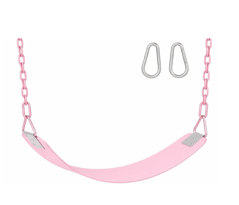 فنز  مقعد ارجوحة متين من فنز بمقاس 60 سم ومزود بقضيب حديدي وسلسلة مغطاة بالبلاستيك وخطافات اطباقية، رائع للملعب والفناء الخلفي وغرفة اللعب، مقعد ارجوحة بديل ومشبك بقفل زنبركي لسهولة التركيب، لون وردي - Image 3