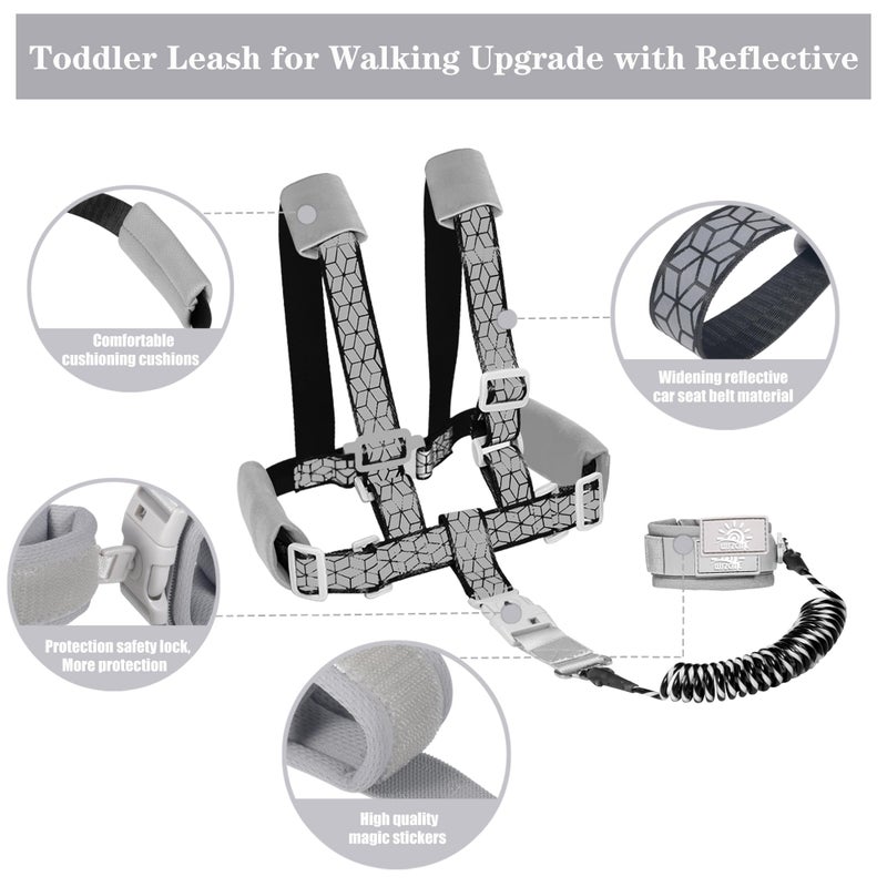 WSZCML Toddler Leash for Walking, Toddler Safety Harnesses Leashes, Safety Harness with Lock for Kids, Anti Lost Wrist Link for Toddlers ï¼ŒUpgrade with Reflective Tape Linerï¼ˆ6.5ftï¼‰for Kids - Image 3
