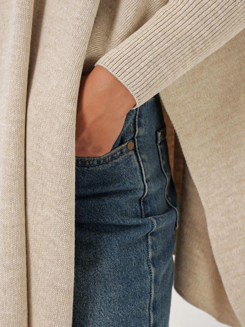 BIG DART BDART Slit Detailed Half Turtleneck Loose Sweater