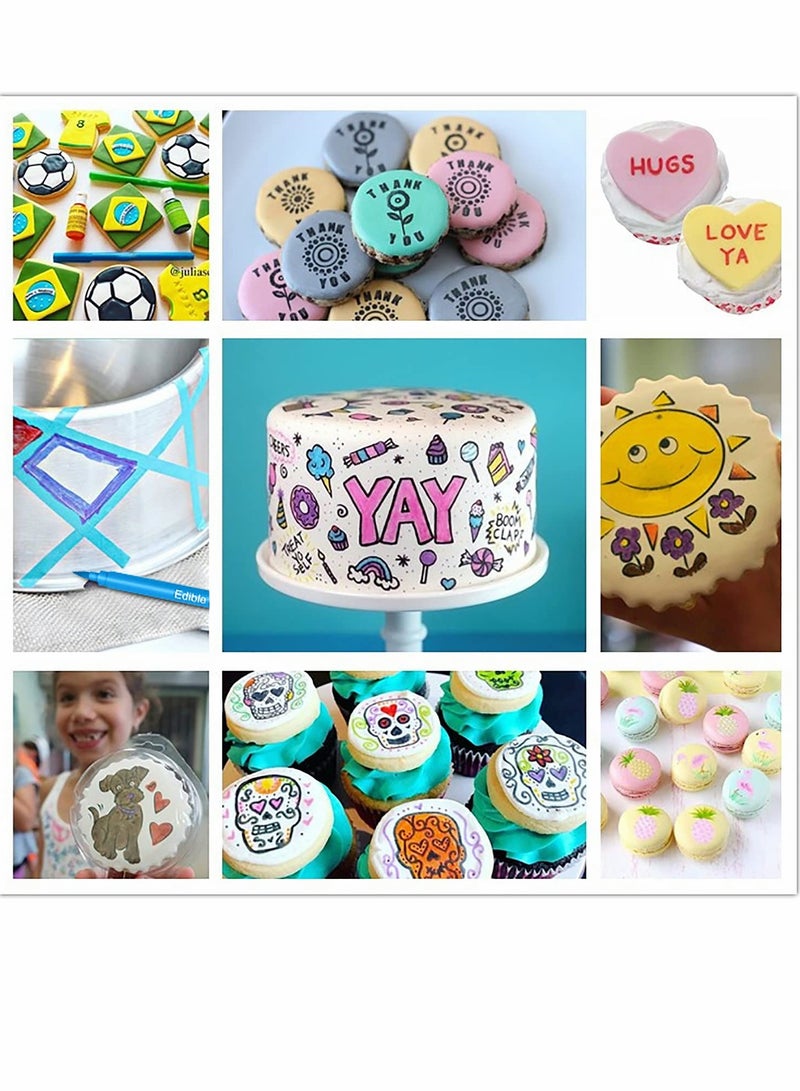 SYOSI Food Coloring Pens Upgrade 12 Pcs Food Coloring Marker Pens Dual Sided Edible Markers with Fine and Thick Tip Food Grade Gourmet Writers for DIY Fondant Cakes Frosting Baking Party - Image 3