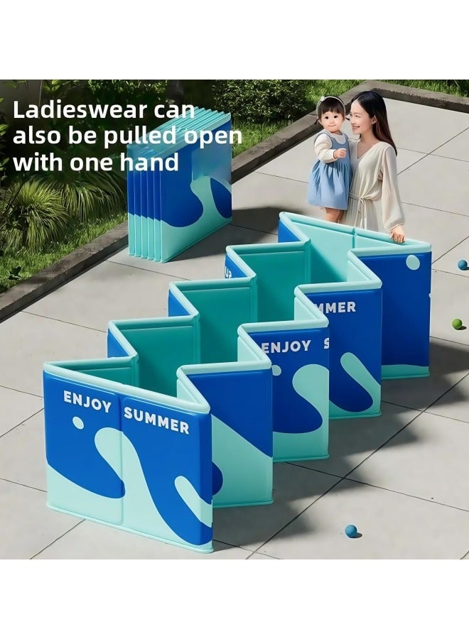 جيجيرو حوض سباحة قابل للطي، حوض سباحة غير قابل للنفخ، حوض سباحة عائلي كبير الحجم، حوض سباحة محمول، للاستخدام الداخلي والخارجي والحديقة وحفلات المياه الصيفية، يوفر حلقة سباحة (220 * 150 * 50 سم) - Image 4