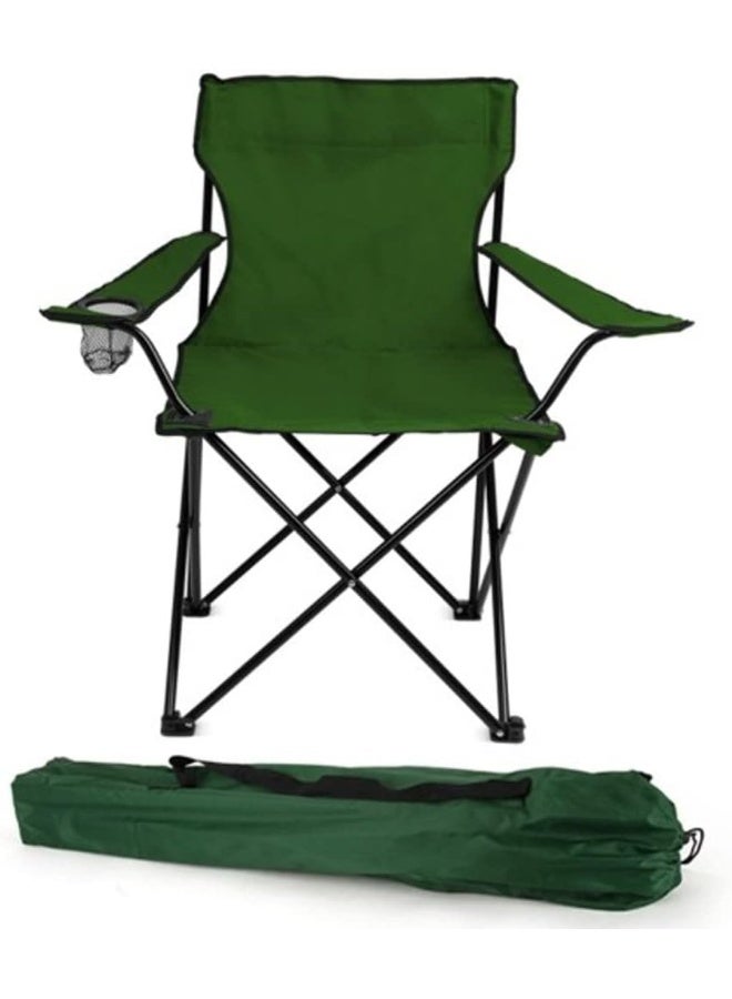 GO2CAMPS Alsaqer Foldable Heavy-Duty Camping Chair with Armrests, Cup Holder & Carry Bag – Green - Image 5