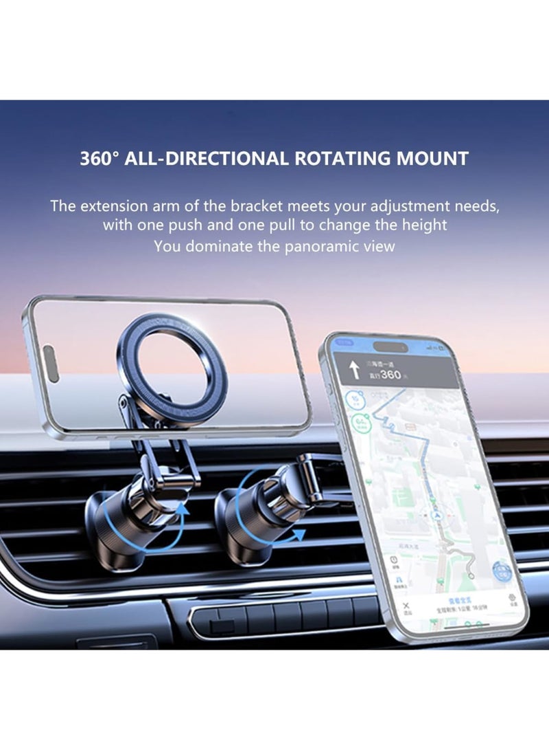 SYOSI Magnetic Car Phone Holder Mount, 360° Rotating Cell Phone Stand with 16Pcs N52 Magnets for All Smartphones & Car Models,Strongest Suction & Stable Arm(Black) - Image 2