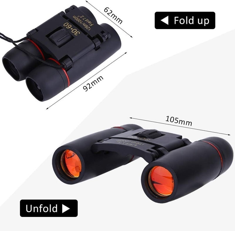 Lukzer 30x60 HD Compact Binoculars for Bird Watching, Travel & Stargazing – Waterproof Foldable Dual Focus Telescope with Prism Lens for Hunting, Camping, Sports – Pocket Size with Carry Case - Image 5