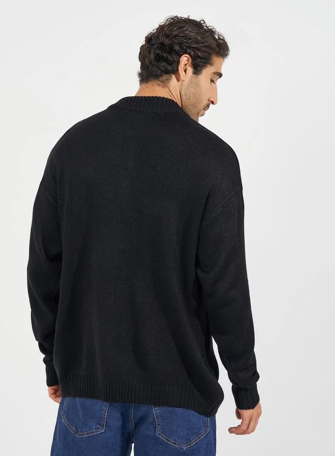 Styli Relaxed Fit Quarter Zip Up Lightweight Sweater