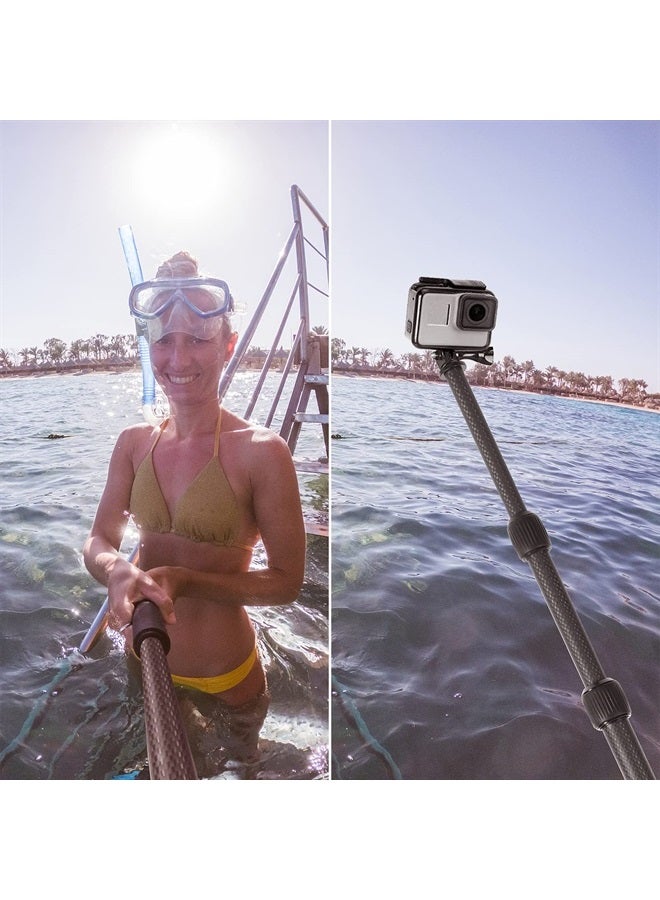 Smatree Carbon Fiber Detachable Extendable Floating Pole Selfie Stick Compatible for GoPro MAX/GoPro Hero 11/10/9/8/7/6/5/4/3 Plus/3/Session/GoPro Hero 2018/DJI OSMO Action 2 Camera - Image 4