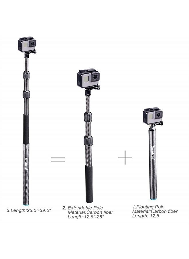 Smatree Carbon Fiber Detachable Extendable Floating Pole Selfie Stick Compatible for GoPro MAX/GoPro Hero 11/10/9/8/7/6/5/4/3 Plus/3/Session/GoPro Hero 2018/DJI OSMO Action 2 Camera - Image 2