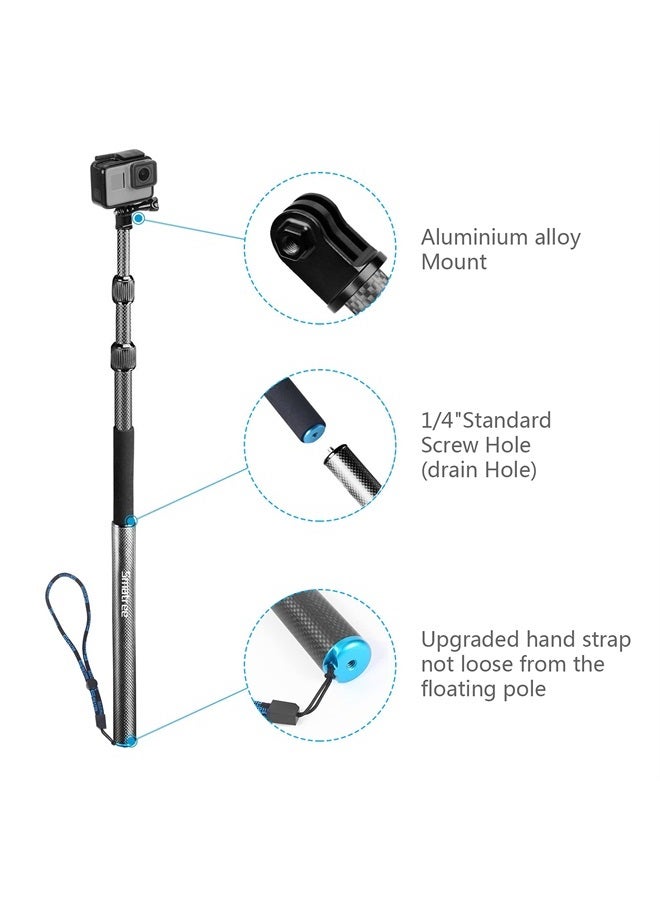 Smatree Carbon Fiber Detachable Extendable Floating Pole Selfie Stick Compatible for GoPro MAX/GoPro Hero 11/10/9/8/7/6/5/4/3 Plus/3/Session/GoPro Hero 2018/DJI OSMO Action 2 Camera - Image 3