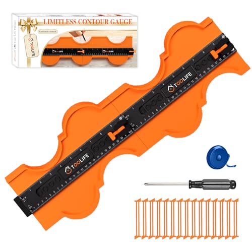 TOOLIFE Connectable Contour Gauge 20 Inch with Lock, Profile Gauge Shape Duplicator Tool, Dual Scale Outline Measuring Tool for Flooring, Tile, Laminate, Woodworking, Carpentry - Image 1