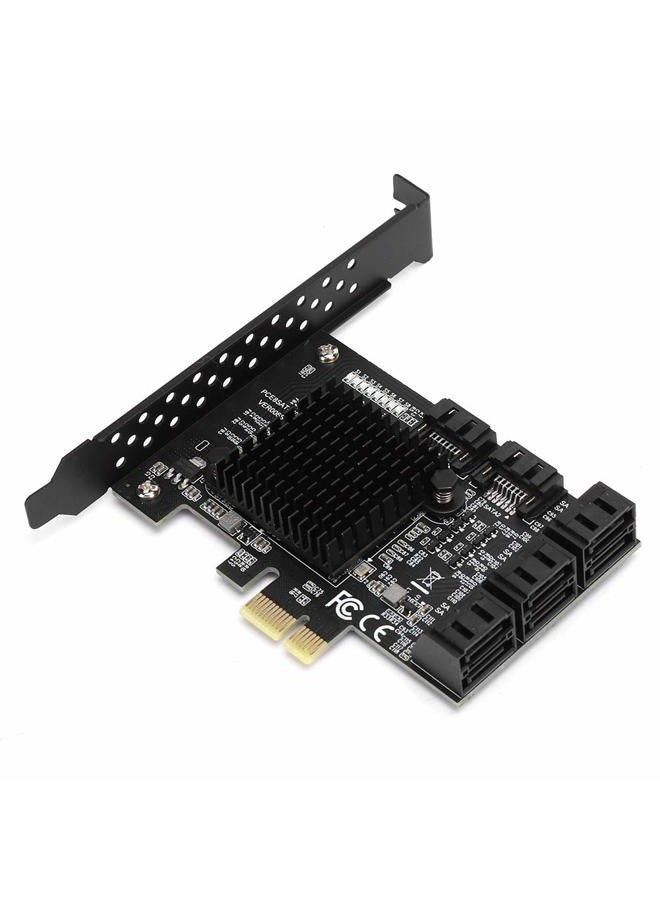 Heayzoki 8 Ports PCI-E to SATA 3.0 Card,PCI Express PCI-e Expansion Card,PCI-E to SATA3.0 Controller Expansion Board,for Windows 7/8/XP/10,with Driver Disc,Semi-High Baffle - Image 1