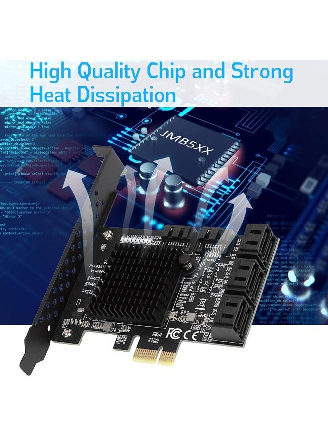 Heayzoki 8 Ports PCI-E to SATA 3.0 Card,PCI Express PCI-e Expansion Card,PCI-E to SATA3.0 Controller Expansion Board,for Windows 7/8/XP/10,with Driver Disc,Semi-High Baffle - Image 2
