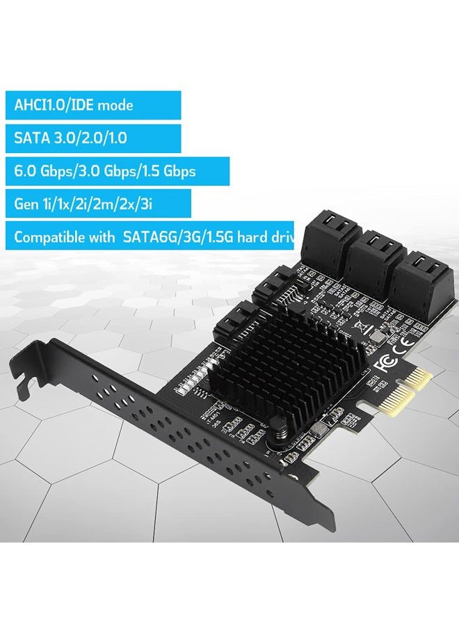 Heayzoki 8 Ports PCI-E to SATA 3.0 Card,PCI Express PCI-e Expansion Card,PCI-E to SATA3.0 Controller Expansion Board,for Windows 7/8/XP/10,with Driver Disc,Semi-High Baffle - Image 5
