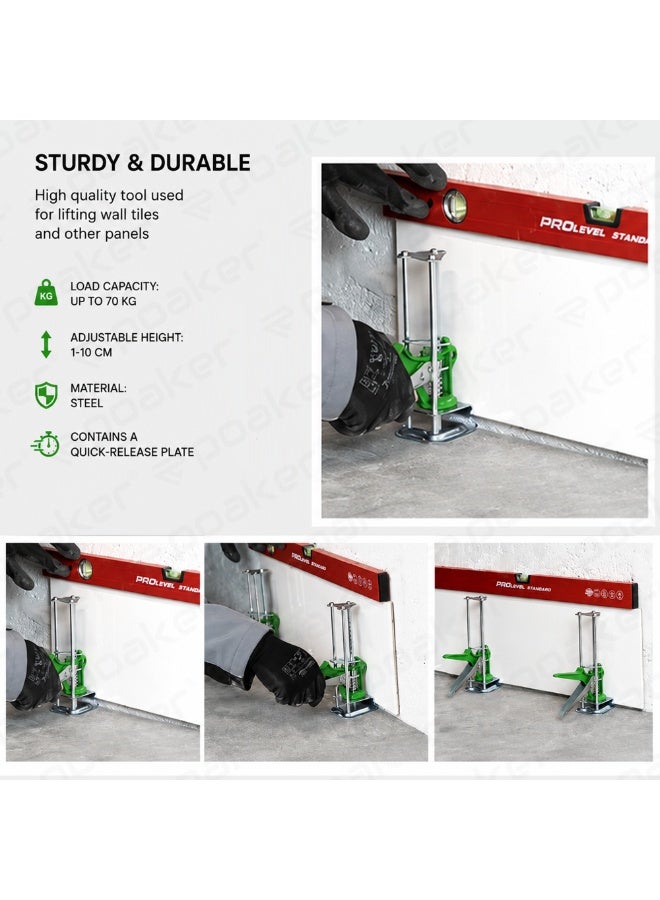 Poaker Arm Tool Lifter 80kg, Multifunctional Wall Tile & Cabinet Jack Lift, Height Adjustable 1-10cm, Furniture Door Panel Installer, Heavy Duty Hand Lifting Tool for DIY & Professional Use - Image 3