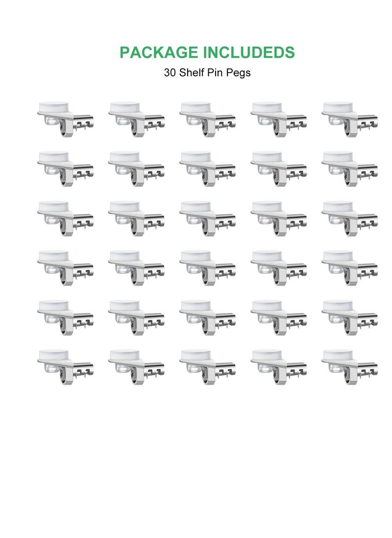 Generic 30 Pack Shelf Pegs Pins with Silicone Suction Cups 1/5 Inch 5mm Metal Pins Premium Zinc Alloy Material Unique Design Easy to Install  for Adjustable Wood and Glass Shelving Hold Nickel  - Image 2