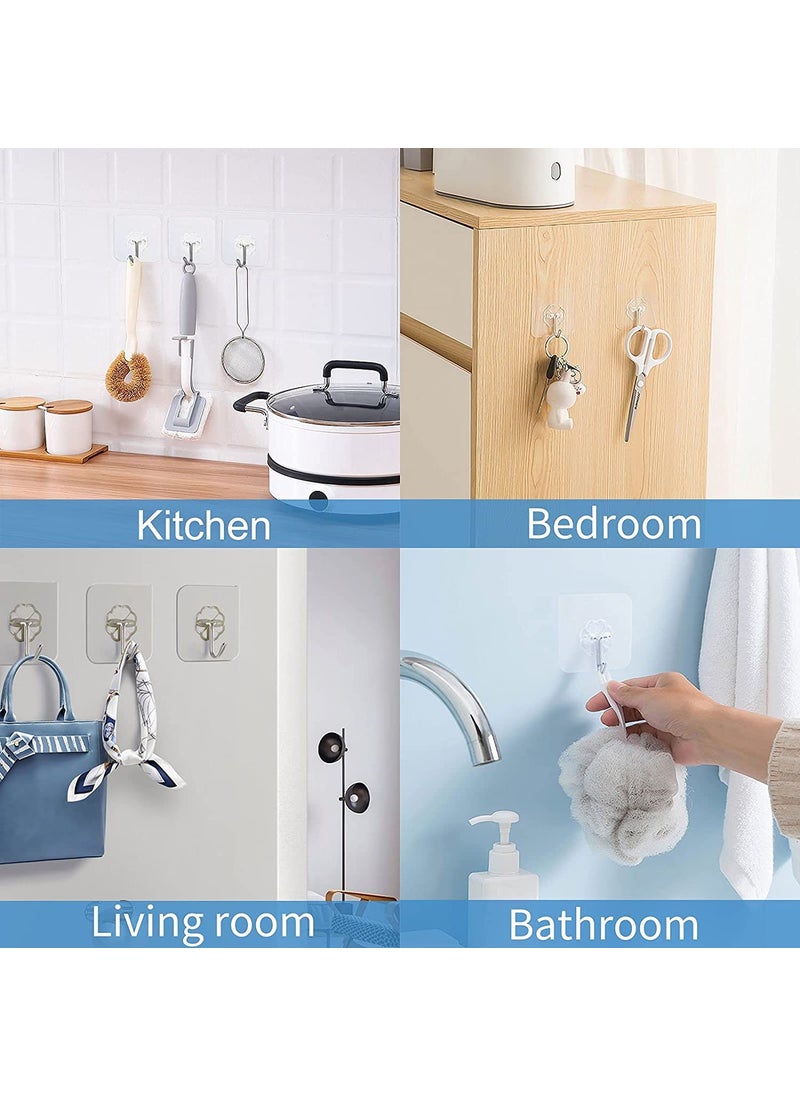 GLUN GLUN Transparent Wall Hooks SelfAdhesive Heavy Waterproof Clear Plastic Sticky Back Seamless Utility Hooks for Bathroom and Kitchen Pack of 10 PCS  - Image 2
