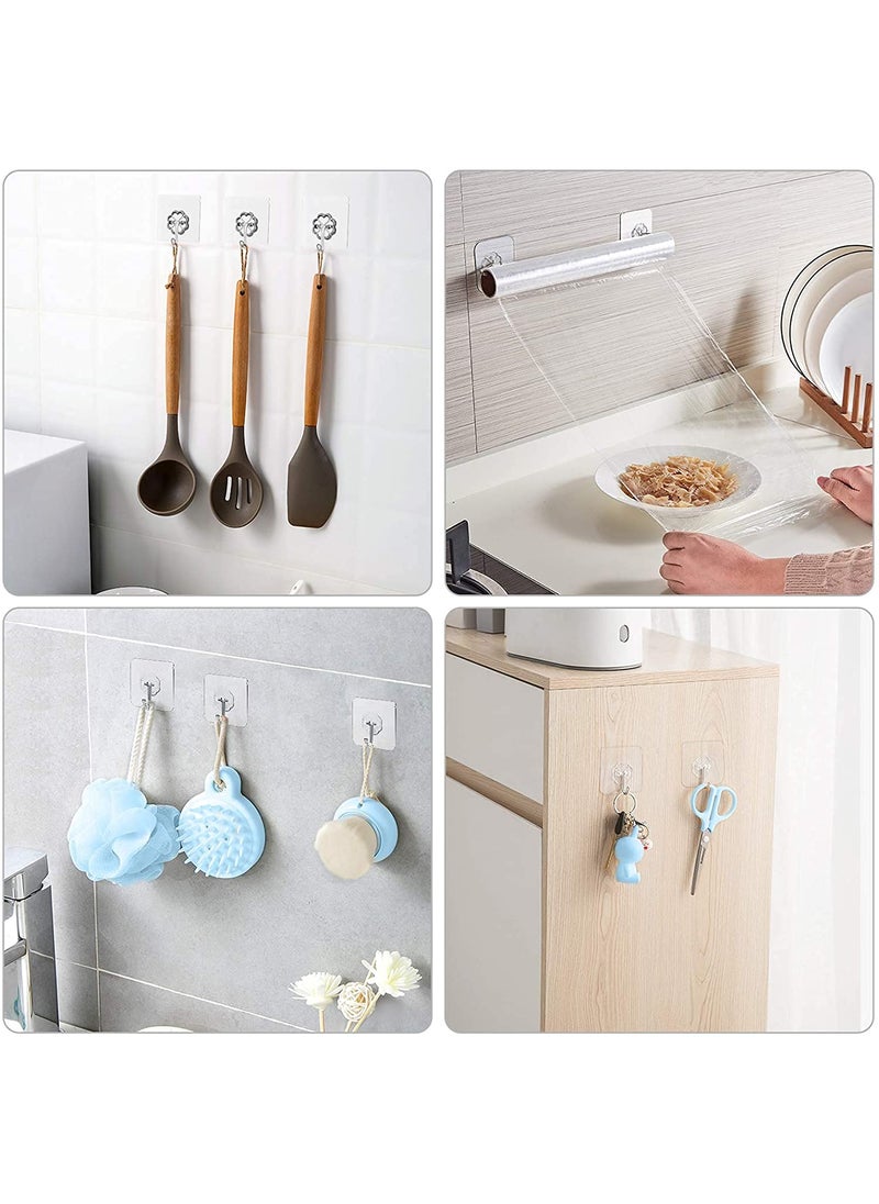 GLUN GLUN Transparent Wall Hooks SelfAdhesive Heavy Waterproof Clear Plastic Sticky Back Seamless Utility Hooks for Bathroom and Kitchen Pack of 10 PCS  - Image 3