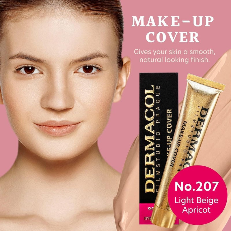 Dermacol - Full Coverage Matte Foundation with SPF 30, Waterproof Foundation for Oily Skin, Acne, & Under Eye Bags, Long-Lasting Makeup, 30g - Shade 207 - Image 2