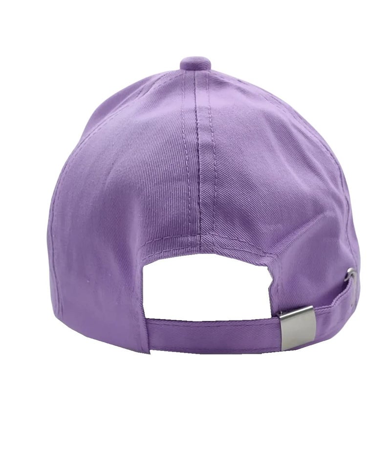 Zacharias Girl's Cotton Adjustable Plain Solid Baseball Cap (Purple_Free Size) (Pack of 1) - Image 2