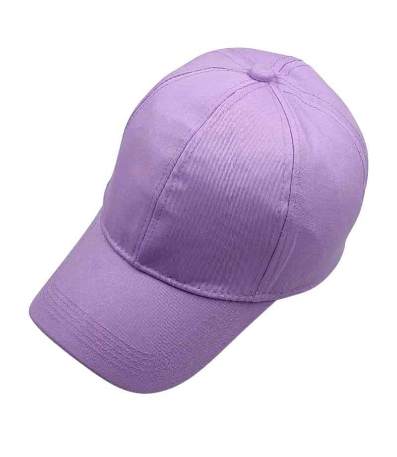 Zacharias Girl's Cotton Adjustable Plain Solid Baseball Cap (Purple_Free Size) (Pack of 1) - Image 4