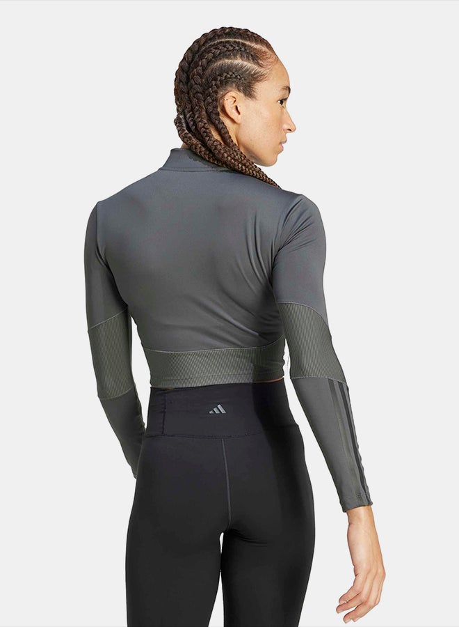 Adidas Hyperglam Rib Zip Thru Cover Up - Image 2