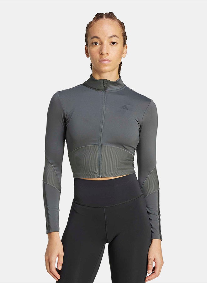 Adidas Hyperglam Rib Zip Thru Cover Up - Image 1