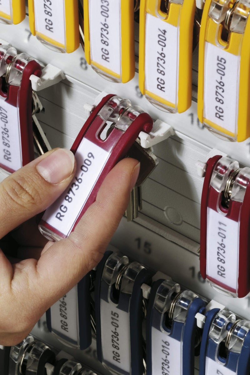 ديورابل بطاقات مفاتيح عبوة كبيرة 24 قطعة | بطاقة تسمية مرئية DURAPRINT® مع مشبك سلس ومنطقة تسمية قابلة للفتح بسهولة، تناسب حوامل المفاتيح ولوحات المفاتيح، مقاس 24×68×15 مم، موديل 194927 — ديوريبل - Image 5