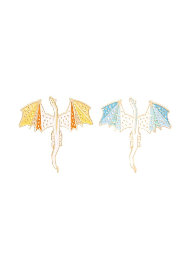 ROFARSO Dragon Enamel Lapel Pin Set Cartoon Flying Dragon Pin, Accessory for Backpacks Clothing Bags Hats Shirts(2piccs pin set) - Image 2