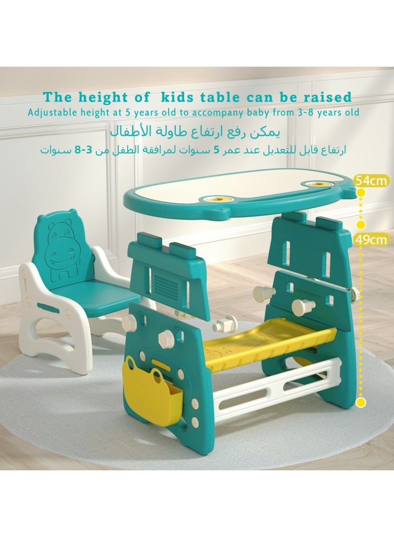 XICEN Kids Table and Chair Set, The Table Can Be Graffiti and The Height Can Be Raised and Lowered, for Children Age 3-8,  Includes Watercolor Pen and Blackboard Eraser,  as kids study desk,  painting desk, kids dinning desk - Image 2