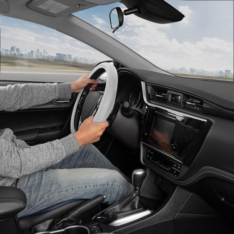 BDK غطاء عجلة القيادة من BDK بجلد مريح فائق النعومة - رمادي - Image 4