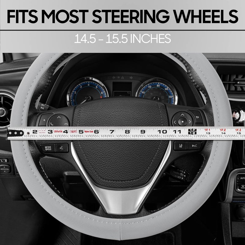 BDK غطاء عجلة القيادة من BDK بجلد مريح فائق النعومة - رمادي - Image 5