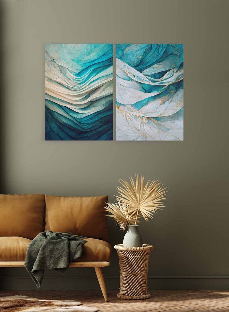 LOWHA Set of 2 Framed Canvas Wall Arts Stretched Over Wooden Frame, Flowers Lines Abstracs Paintings, For Home, Living Room, Office Décor  - Image 3