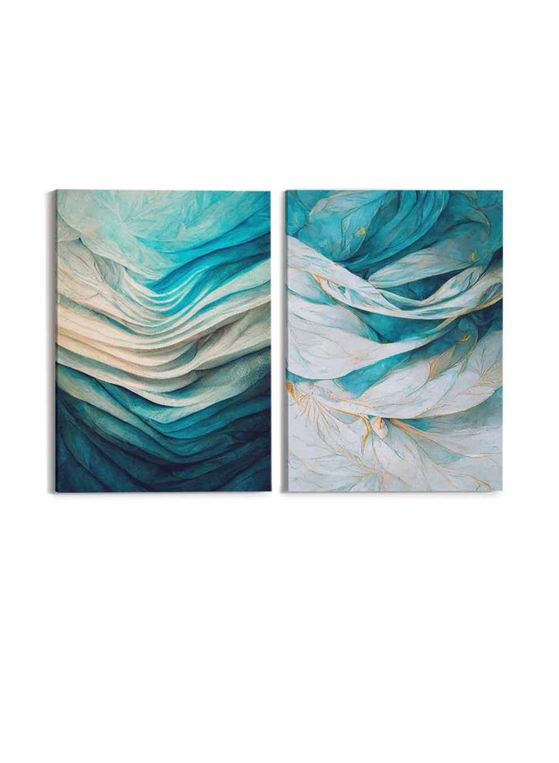 LOWHA Set of 2 Framed Canvas Wall Arts Stretched Over Wooden Frame, Flowers Lines Abstracs Paintings, For Home, Living Room, Office Décor  - Image 4