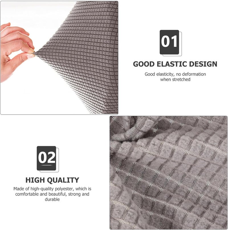 Stool Covers 2pcs Set, Gray Fleece Fabric Slipcovers, Wear-Resistant Decorative Chair Sleeves for Home Dining and Bar Stools, Washable Seat Cushion Protector - Image 3