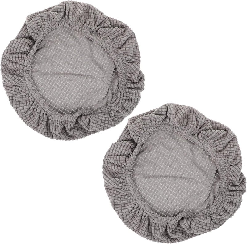 Stool Covers 2pcs Set, Gray Fleece Fabric Slipcovers, Wear-Resistant Decorative Chair Sleeves for Home Dining and Bar Stools, Washable Seat Cushion Protector - Image 1