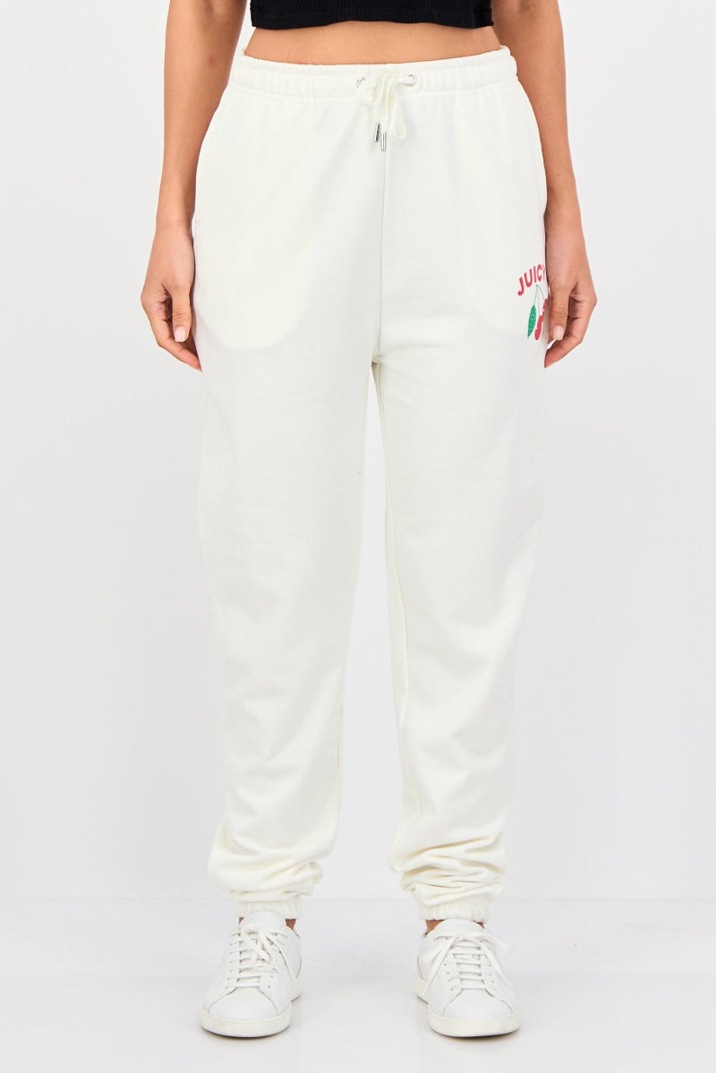 Juicy Couture Women Regular Fit Graphic Print Jogger Pants, White - Image 1