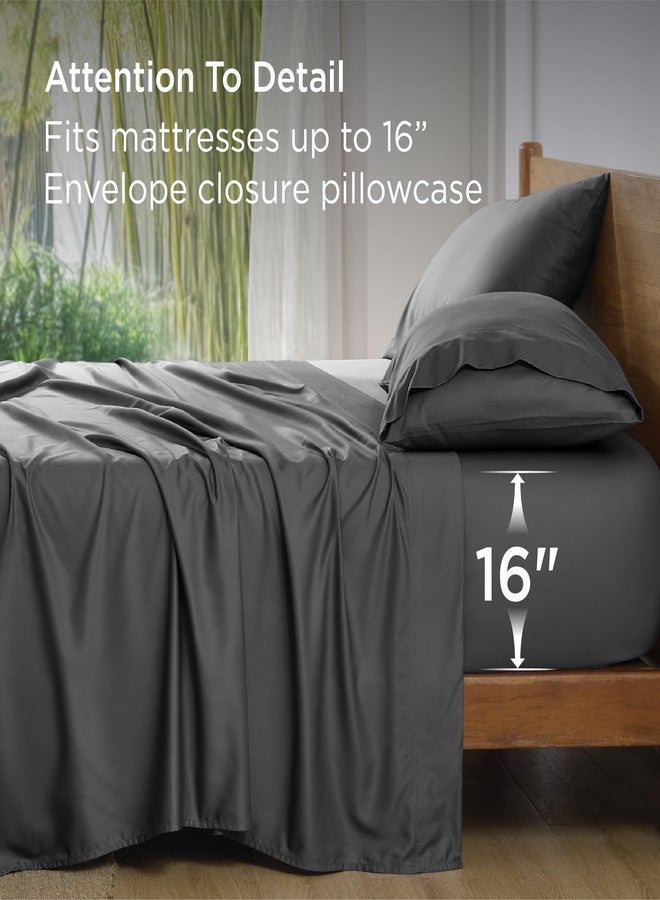 بيد شور ملاءات سرير Bedsure كاملة الحجم، ملاءات تبريد، مصنوعة من رايون مشتق من الخيزران، ناعمة ومسامية، جيب عميق يصل إلى 16 بوصة، مفروشات فاخرة حريرية مثالية لمن يعانون من الحرارة أثناء النوم، رمادي - Image 5