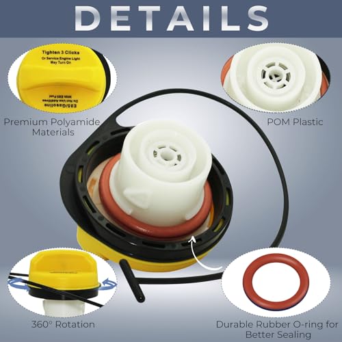 Anleecap E85 Gas Cap Fuel Cap for Chevrolet GMC Cadillac, 2007-2008 Silverado/Sierra 1500(not included Classic&HD), 2007-2011 Tahoe/Avalanche/Yukon 1500/Suburban 1500, 2009-2011 Escalade ESV EXT, GT295 - Image 3