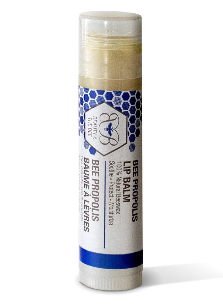 beauty and the bee Bee Propolis Natural Lip Balm – 5ml – Organic Moisturizing Lip Care For Dry Chapped Lips – Healing And Nourishing Formula With All-Natural Ingredients For Soft Smooth Lips  - Image 1