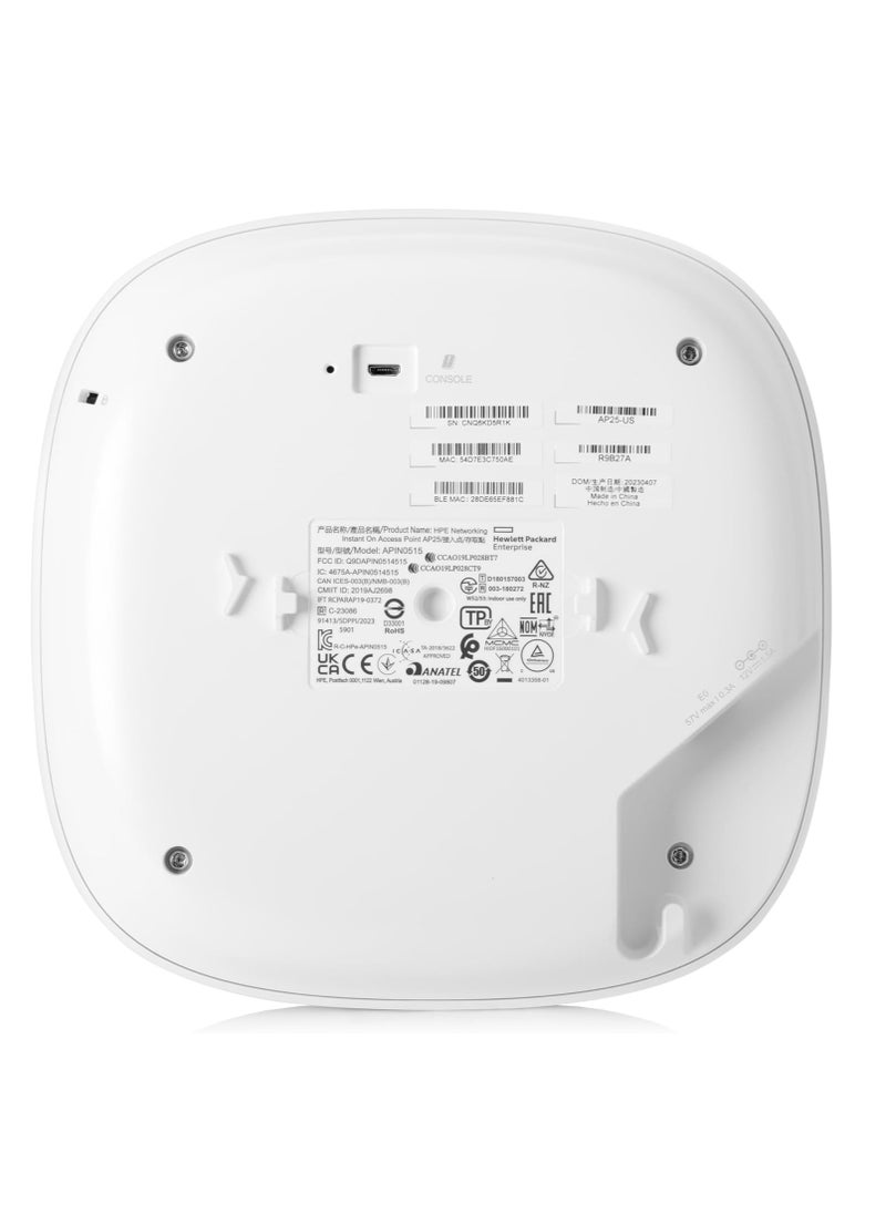 HEWLETT PACKARD ENTERPRISE - Aruba Instant On AP25 is a Wi-Fi 6 (802.11ax) access point designed for small and medium-sized businesses that require high-speed and reliable wireless connectivity - Image 1