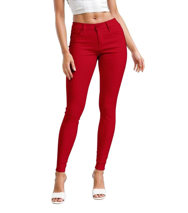 Hybrid & Company Hybrid Company Womens Hyper Ultra Stretch Comfy Skinny Leg Work Casual Pants P44876SK RED L