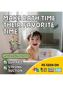 BUNMO Suction Bath Toys 24Pcs ; Connect Build Create ; No Mold Bath Toy ; Hours Of Fun & Creativity ; Stimulating & Addictive Sensory Suction Toy ; No Hole Bath Toy ; Mold Free Bath Toys  - Image 3